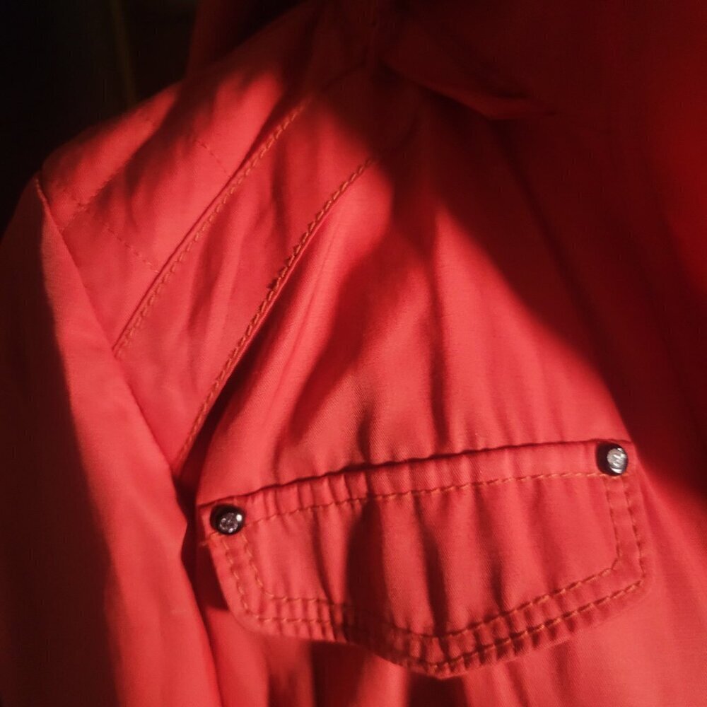 Laundry by Shelli Segal - Dk Orange Cinch Waist Water Resistant Jacket - Size S - Picture 7 of 16